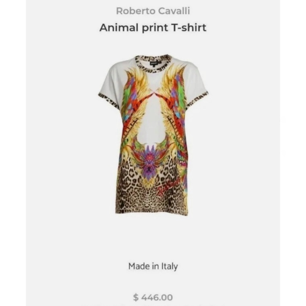 RARE Roberto Cavalli Animal Print T-shirt, sz Small